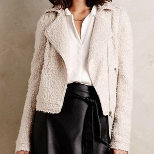 Anthropologie Elevenses wool blend boucle moto jacket
